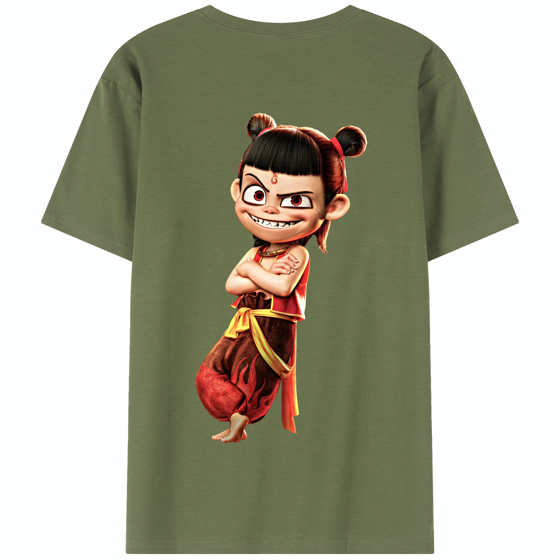 （画像用） Ne Zha 2 ナタ 魔童の大暴れ 綿100％半袖Tシャツ（背面プリント）